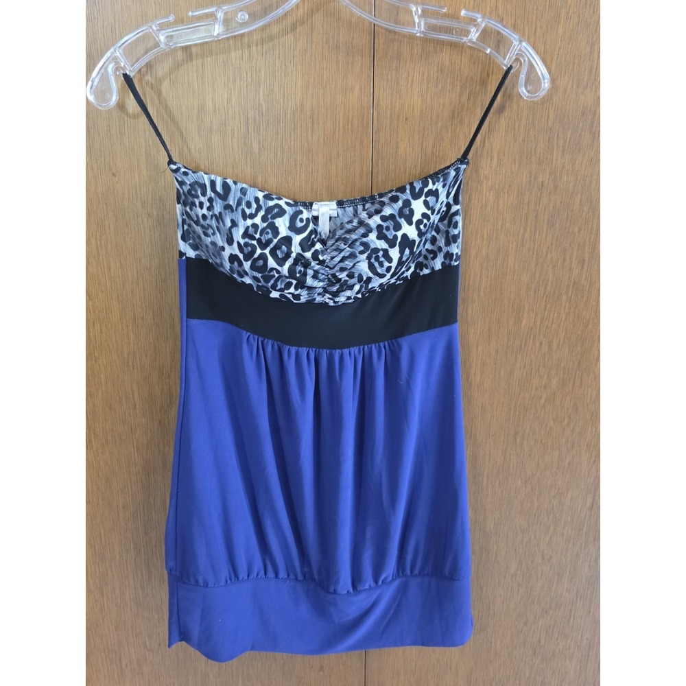 Call Box Women's Sleeveless Top Animal Print & Blue Size Small